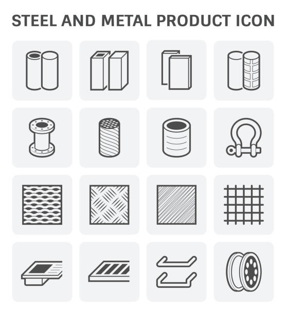 강철 및 금속 - aluminum cable cut out equipment stock illustrations