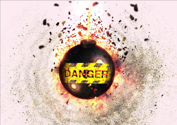 istock Close-up of the moment when a 3D rendering bomb explodes 1194801181