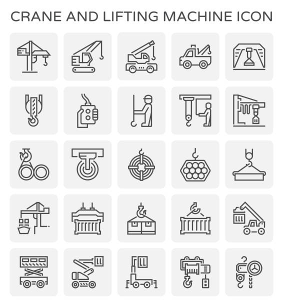 crane lifting icon crane lifting icon hoisting stock illustrations