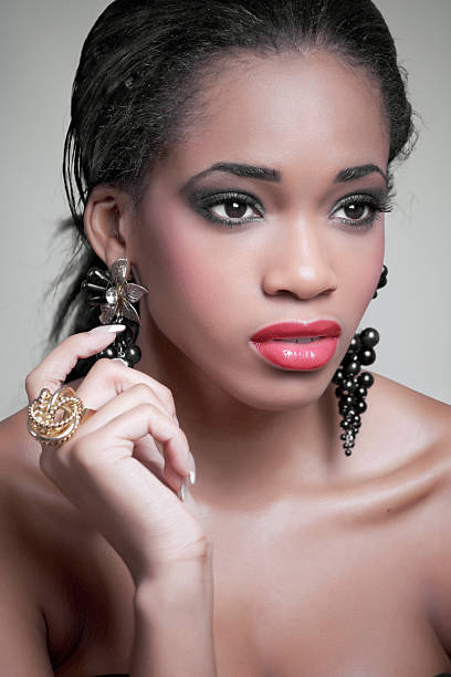 istock Studio portrait of young black woman 119480449