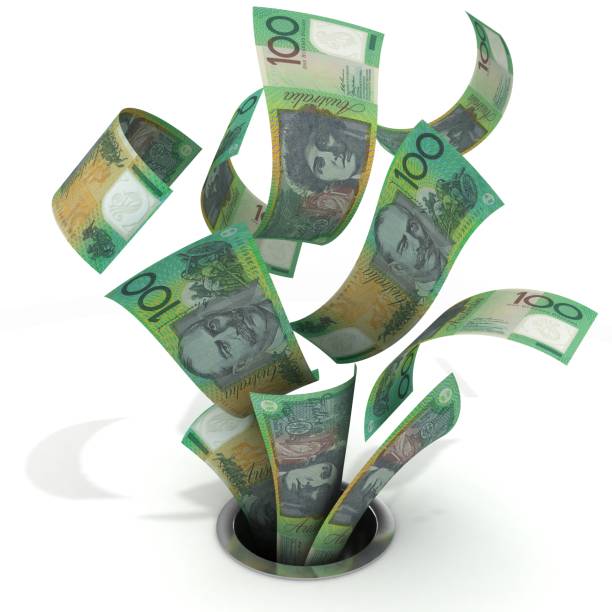 australisches geld in der abfließenden finanzkrise - money down the drain stock-fotos und bilder