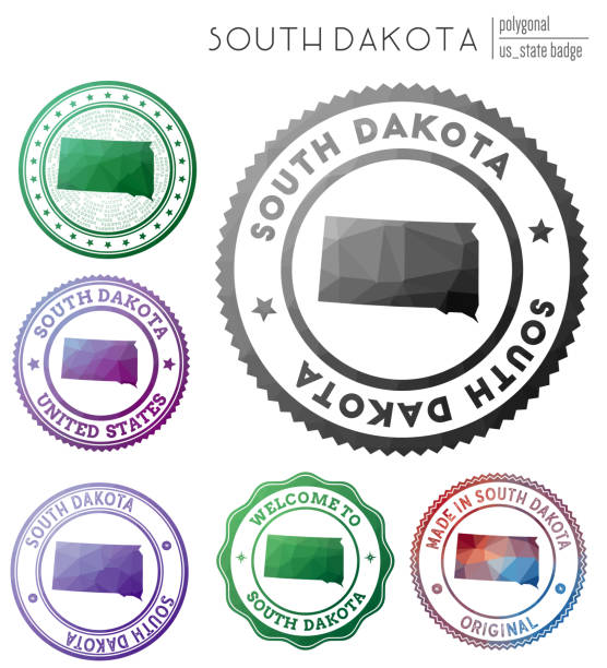 odznaka dakoty południowej. - map dakota south dakota north stock illustrations