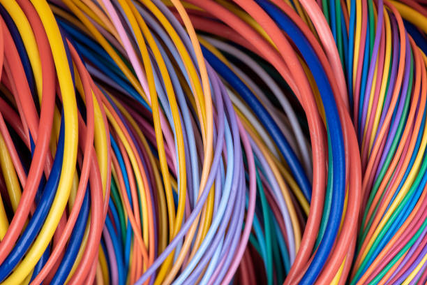 istock Group of colorful electrical cables closeup 1194812879