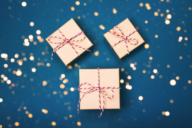istock Christmas composition on the blue background 1194813936