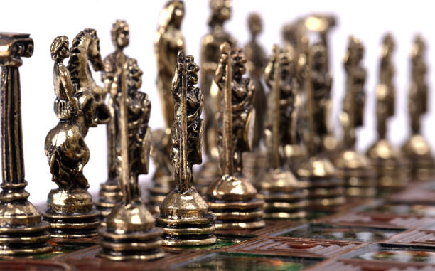 istock Metal chess pieces, for business strategy concept, isolated 1194814230
