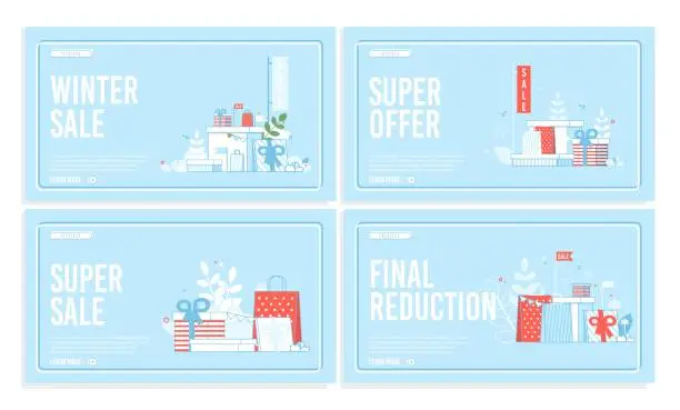 Vector illustration of Winter Sale and Final Reduction Landing Page Set