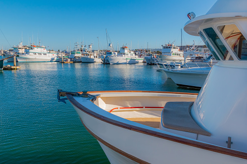 Docked yachts in dock of Cambrils, Spain