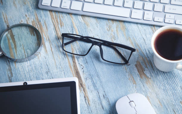 istock Glasses with a business objects. Business workplace 1194818348