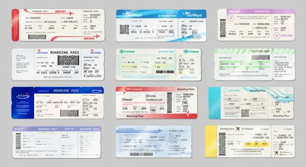 Vector illustration of Airline tickets boarding passes, air travel