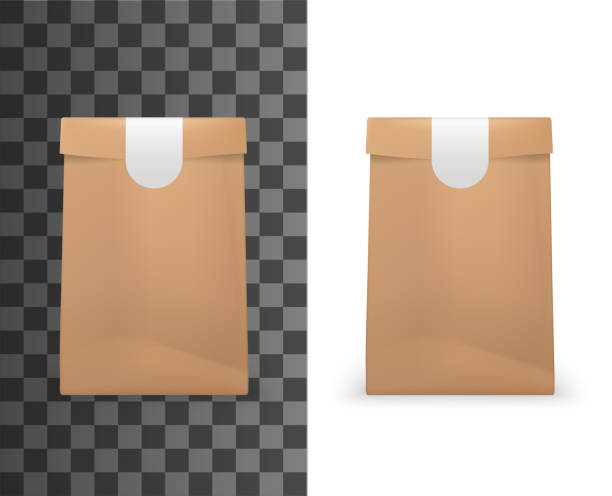 realistyczna makieta plastikowych pojemników na żywność z etykietą - coffee bag sack backgrounds stock illustrations