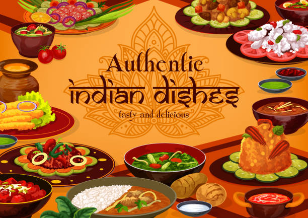 illustrations, cliparts, dessins animés et icônes de plats indiens authentiques, plats traditionnels - soi bangla
