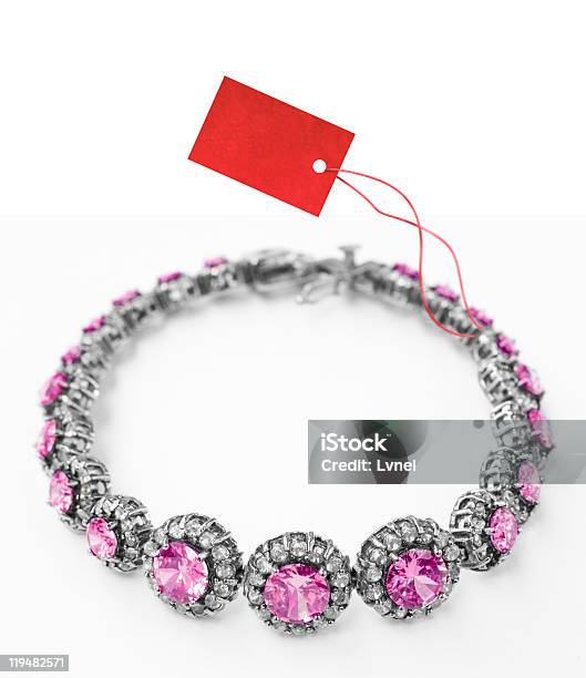 Silver And Diamonds Bracelet Stock Photo - Download Image Now - Jewelry, Price Tag, Bracelet