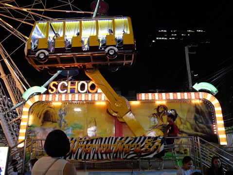 Bangkok, Thailand-November 30, 2019: Amusement Park Ride in traveling carnival