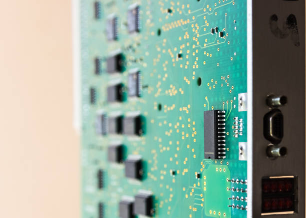 Green microcircuit, computer and electronic modern background. Electronic equipment repair.