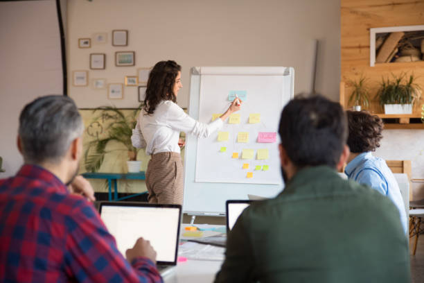 istock Manager presenting project strategy to coworkers 1194827905