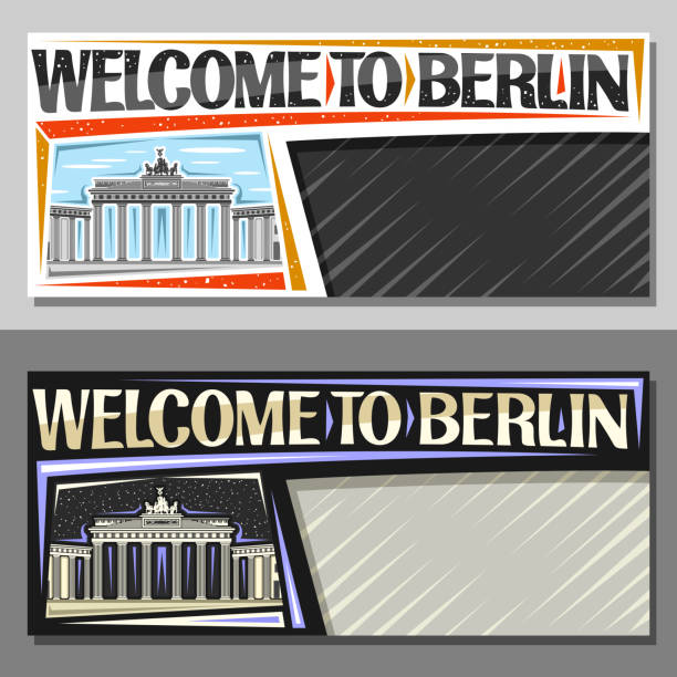 ilustrações de stock, clip art, desenhos animados e ícones de vector layouts for berlin - berlin germany skyline silhouette brandenburg gate