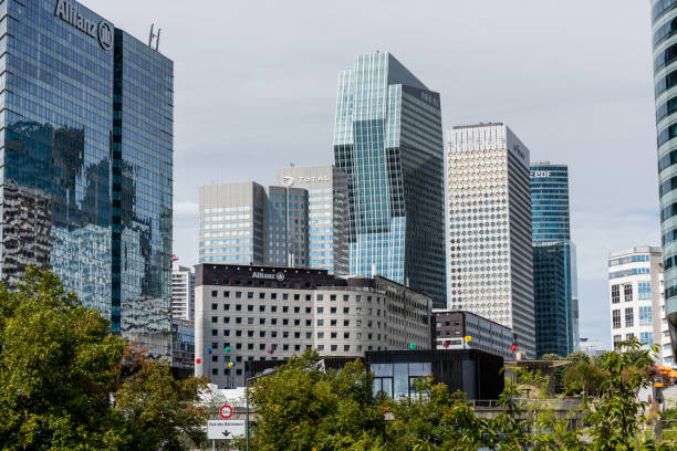 Modern skyscrapers of Defense modern business and financial district in Paris, France stock photo