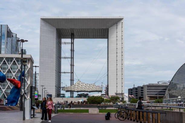 La Grande Arche de la Defense, also called La Grande Arche de la Fraternite, is a monument and building in the business district of La Défense and in the commune of Puteaux, to the west of Paris, France stock photo
