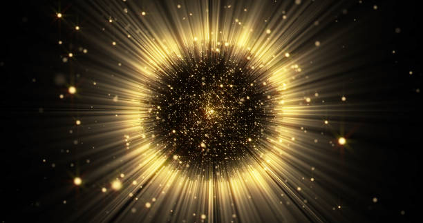 Gold light sphere ball with glitter sparkles burst and glowing shimmer radiance explosion burst. Magic glow sphere emitting golden light rays and sparkling particles explosion with shiny glare flare Gold light sphere ball with glitter sparkles burst and glowing shimmer radiance explosion burst. Magic glow sphere emitting golden light rays and sparkling particles explosion with shiny glare flare emitting stock pictures, royalty-free photos & images