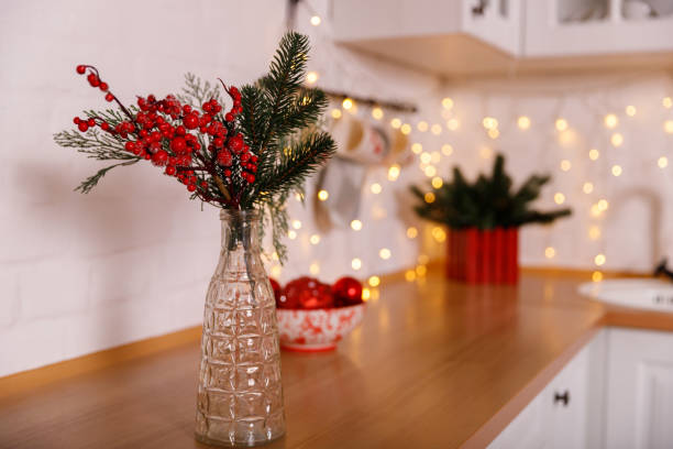 istock Kitchen decorated for Christmas in red colour 1194831809