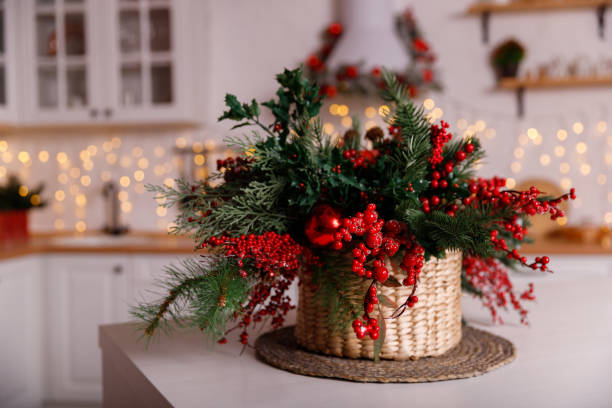 istock Kitchen decorated for Christmas in red colour 1194832358