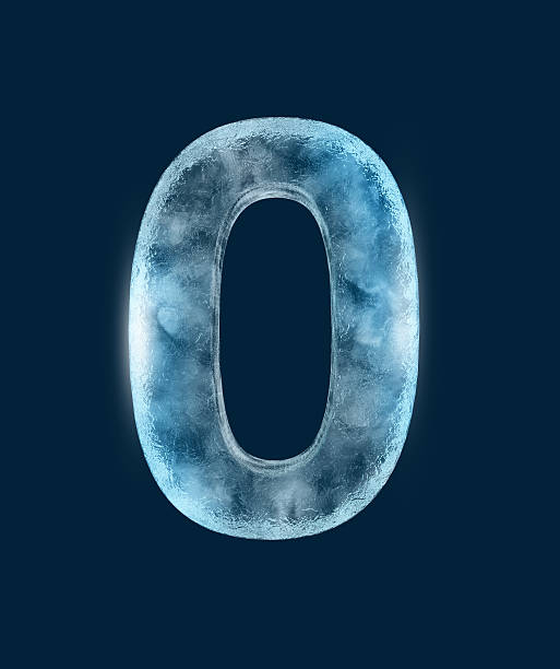 Large 3D number 0 with a frozen design stock photo