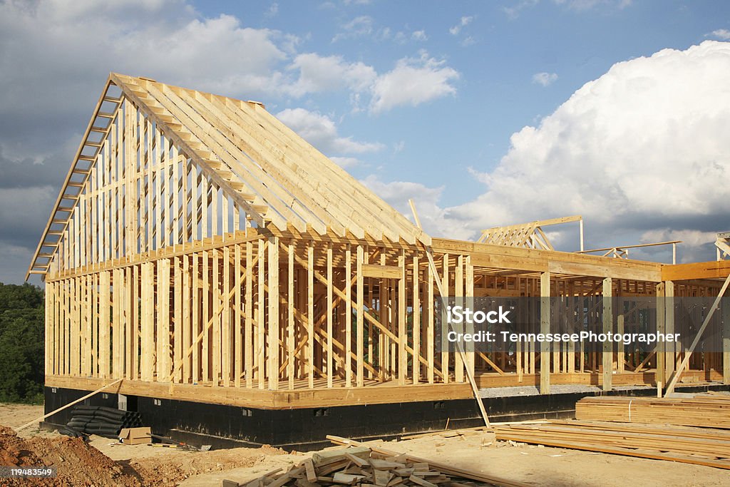 Casa em construção - Foto de stock de Armação de Construção royalty-free