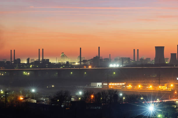 istock Industrial Steel Plant At Night 1194837641