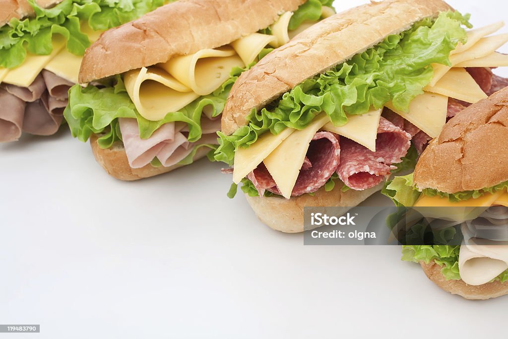 Grupo de sabrosos sándwiches - Foto de stock de Tienda delicatessen libre de derechos