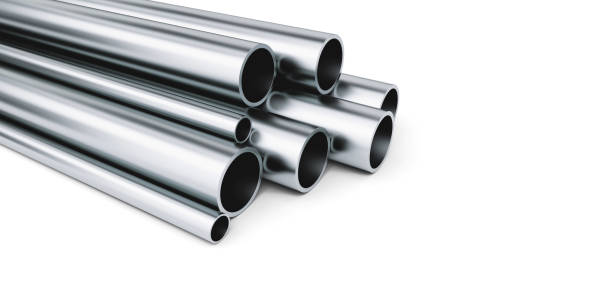 istock metal pipes  on a white background 3D illustration, 3D rendering 1194838543
