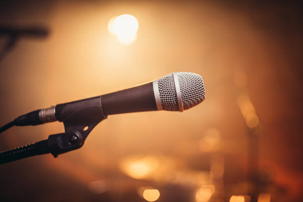 istock Close up of stage microphone 1194838881