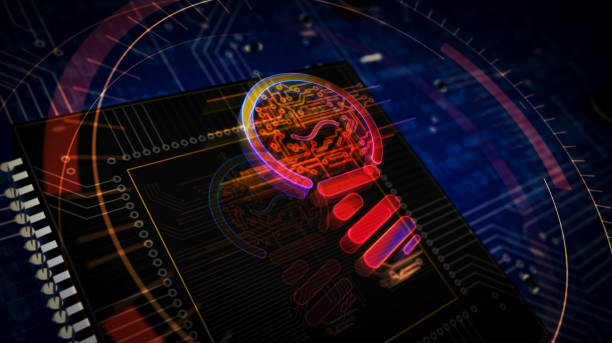 istock New idea concept with bulb symbol futuristic illustration 1194838957