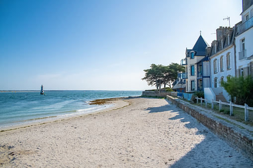Loctudy in Brittany, French beach and typical houses