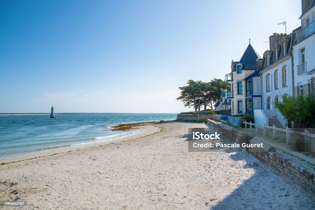 Loctudy in Brittany Loctudy in Brittany, French beach and typical houses Brittany - France Stock Photo