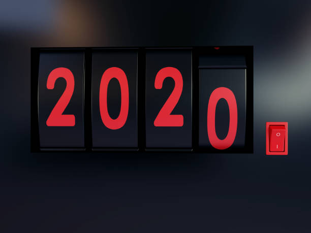 istock Counter turn of the year 2020 3D illustration, 3D rendering 1194840868