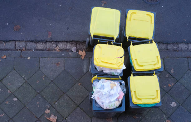 istock Garbage cans, dustbins with plastic waste. Recycling material for waste separation,environment protection concept 1194845795
