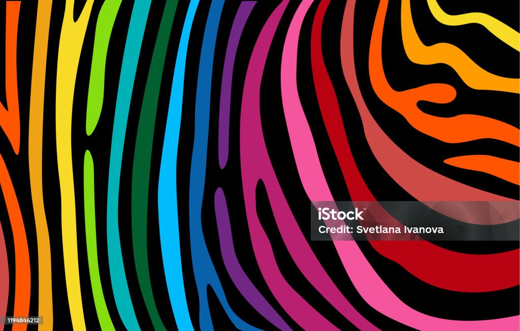 Bright Colourful Horizontal Abstract Wallpaper Color Lines On Black  Backdrop Modern Background For Cover Design Flyer Stock Illustration -  Download Image Now - iStock