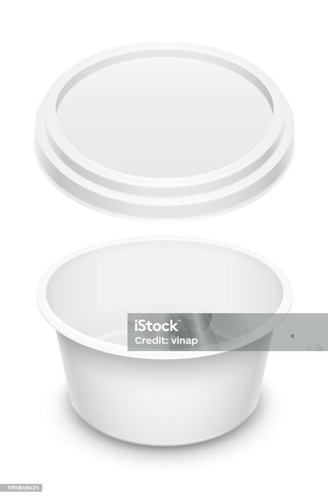 Empty Container Round Empty Open Round Plastic Container Isolated On White Background ...