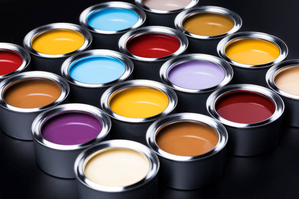 istock Colorful paint cans set, Painting background 1194851643