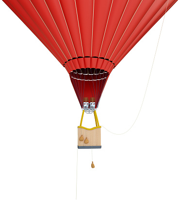 hot air balloon on a white background 3D illustration, 3D rendering