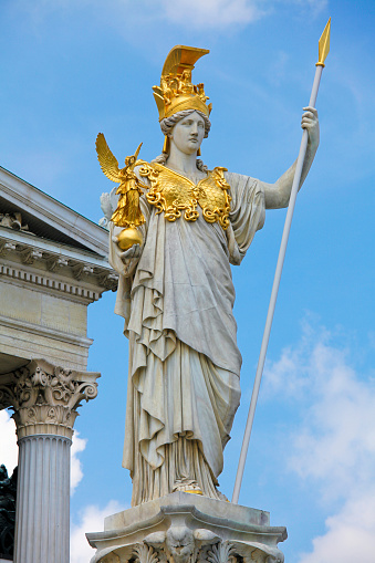 Statue of Pallas Athena in front of the Austrian Parliament in Vienna.