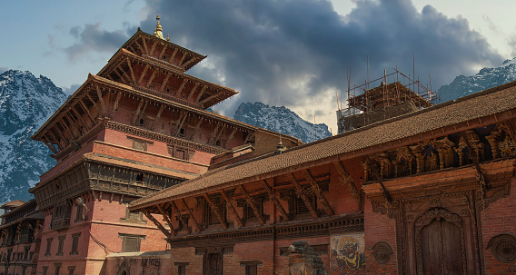 The ancient Nepali city in the mountains of the Himalayas.