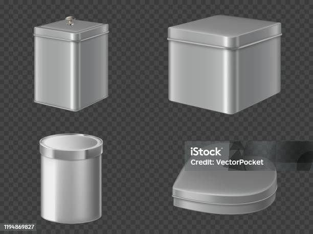 Metal Tin Boxes For Tea Sugar Or Candies Stock Illustration - Download  Image Now - Aluminum, Biscuit - Quick Bread, Blank - iStock