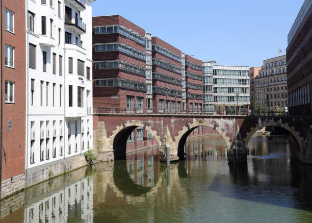 Historical Adolphsbrucke bridge in Hamburg, Germany