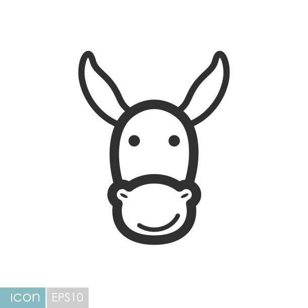 ilustraciones, imágenes clip art, dibujos animados e iconos de stock de icono de burro. ilustración vectorial de animales de granja - mulish