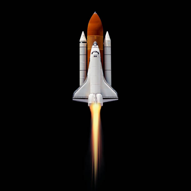 istock Space shuttle orbiting Earth planet. Elements of this image furnished by NASA 1194871157