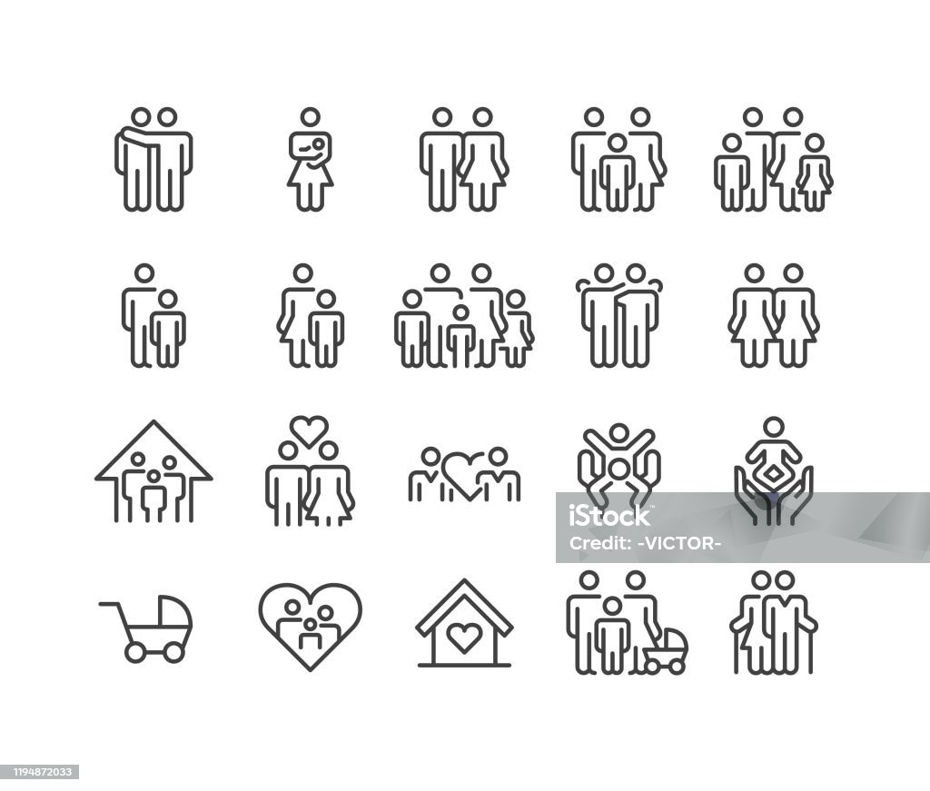 Family Relationship Icons - Classic Line Series Family, Relationship, Icon stock vector
