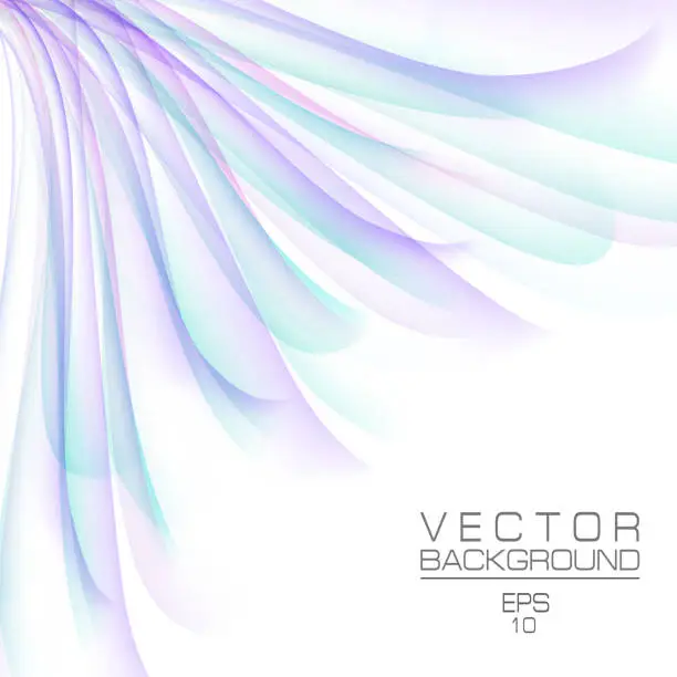 Vector illustration of Abstract light purple, teal pattern. Vector colored blurred lines, soft gradient. White background. Elegant design element for book, brochure, magazine, poster, leaflet, flyer. EPS10 illustration