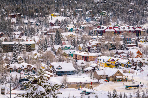 Breckenridge, Colorado, USA town skyline in winter Breckenridge, Colorado, USA town skyline in winter at dawn. tenmile range stock pictures, royalty-free photos & images
