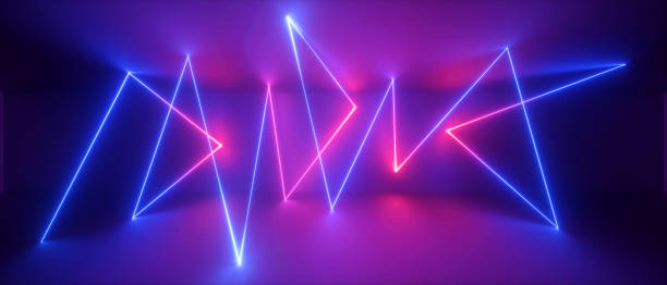 istock 3d abstract neon geometric background, chaotic lines, trajectory path glowing in ultraviolet light, violet blue red laser rays 1194877617